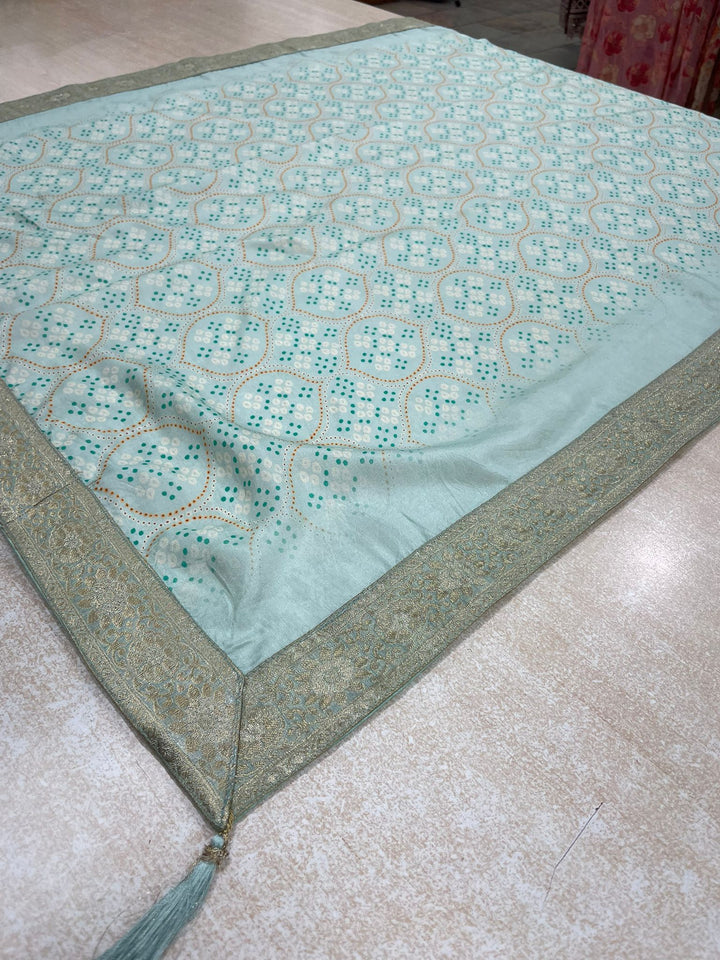 Aasma - Turquoise Bhagalpuri Silk Frock with Digital Print Dupatta - 2pcs