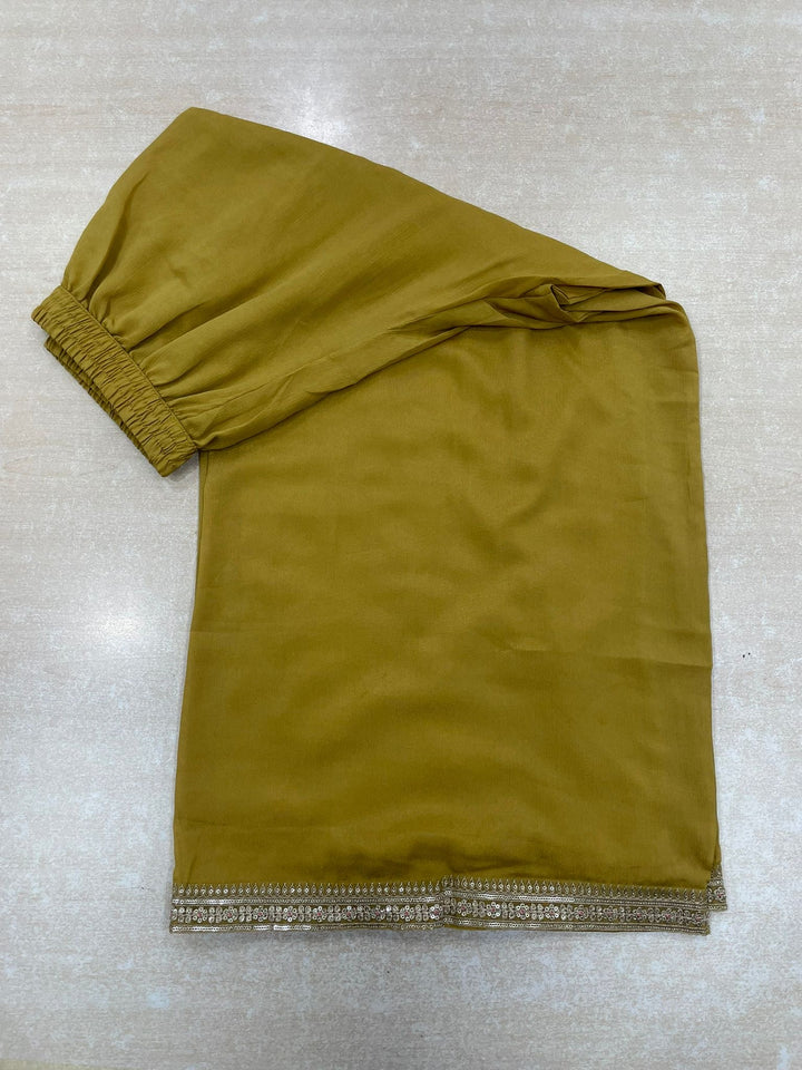 Elham – Mustard Masoori Embroidered Suit Set with Printed Dupatta - 3pcs