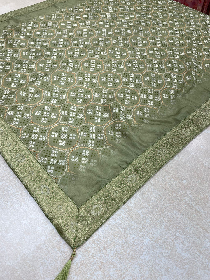 Aasma - Green Bhagalpuri Silk Frock with Digital Print Dupatta - 2pcs