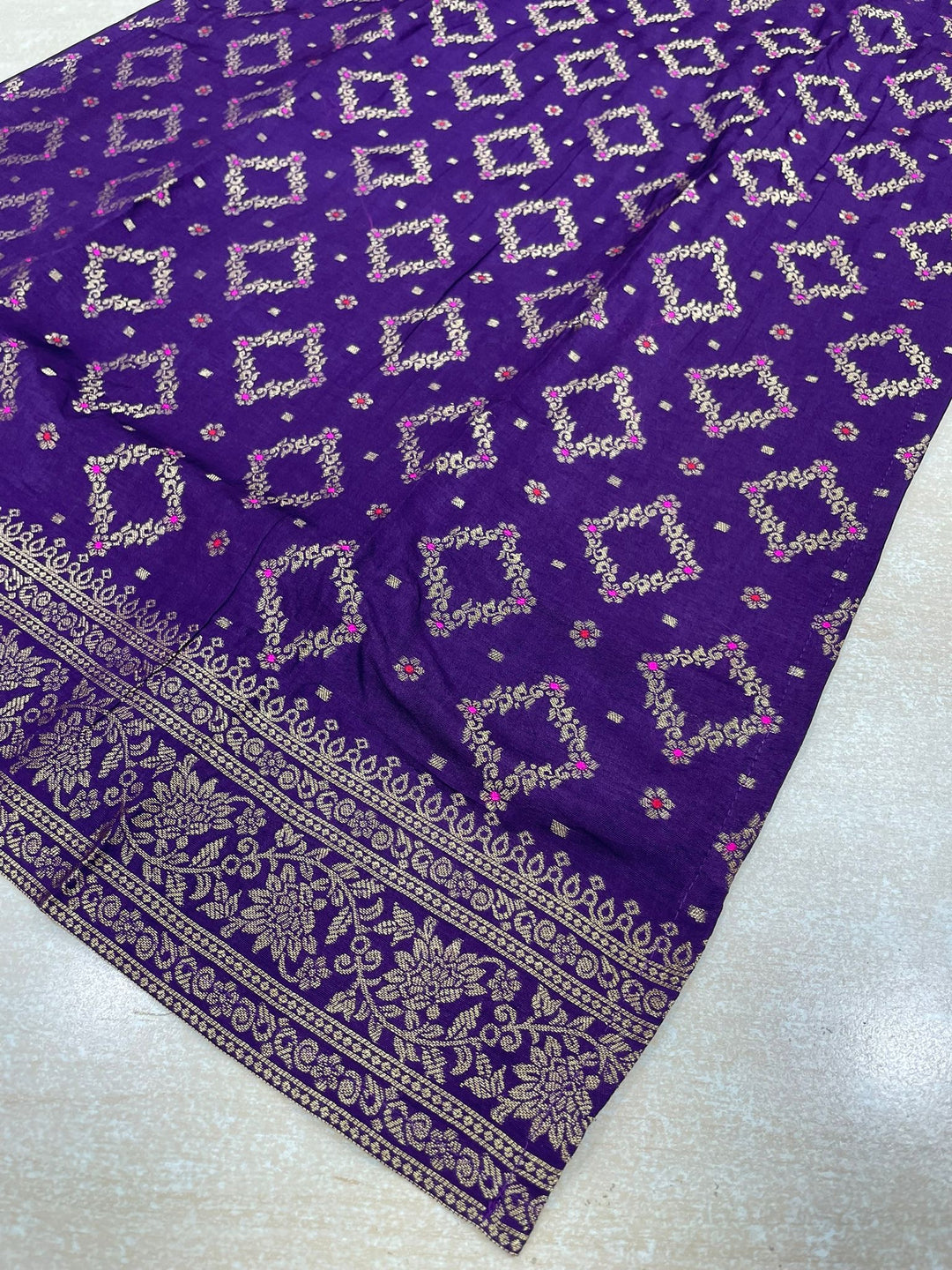 Aleena - Purple Pure Viscose Dola with Embroidery Work & Digital Print Scarf - 3 Pcs