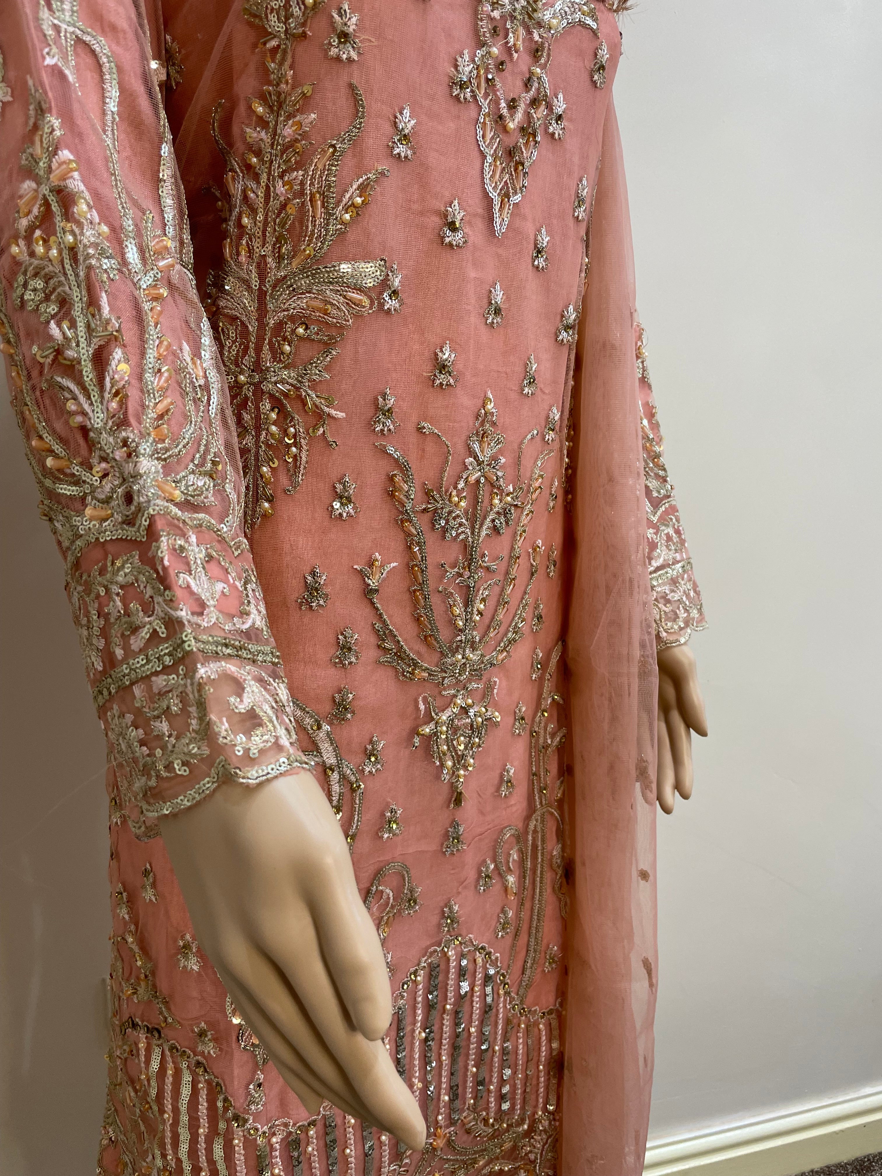 Peach Chiffon - Embroidered Shalwar Kameez