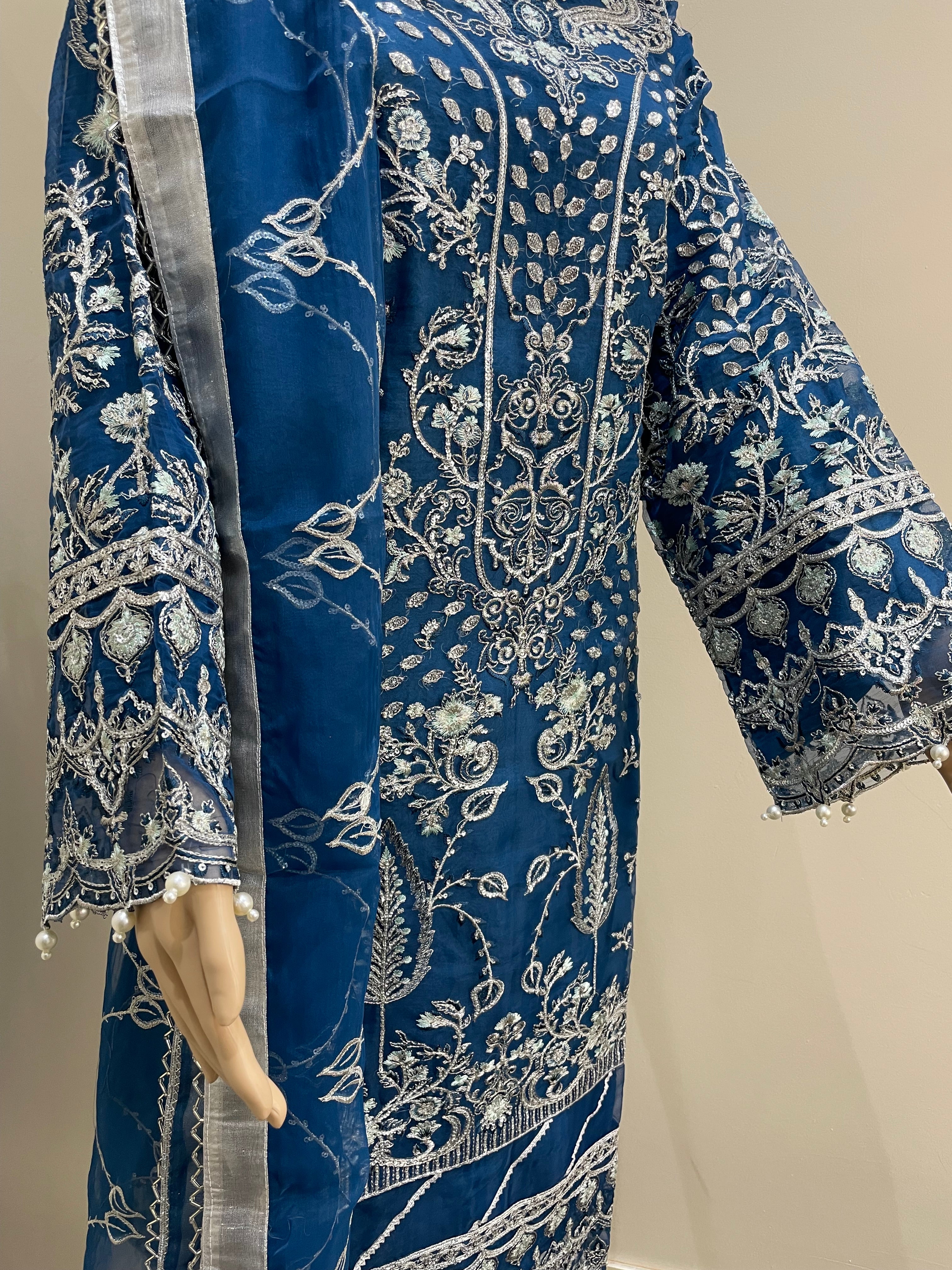 Blue Chiffon - Embroidered Shalwar Kameez