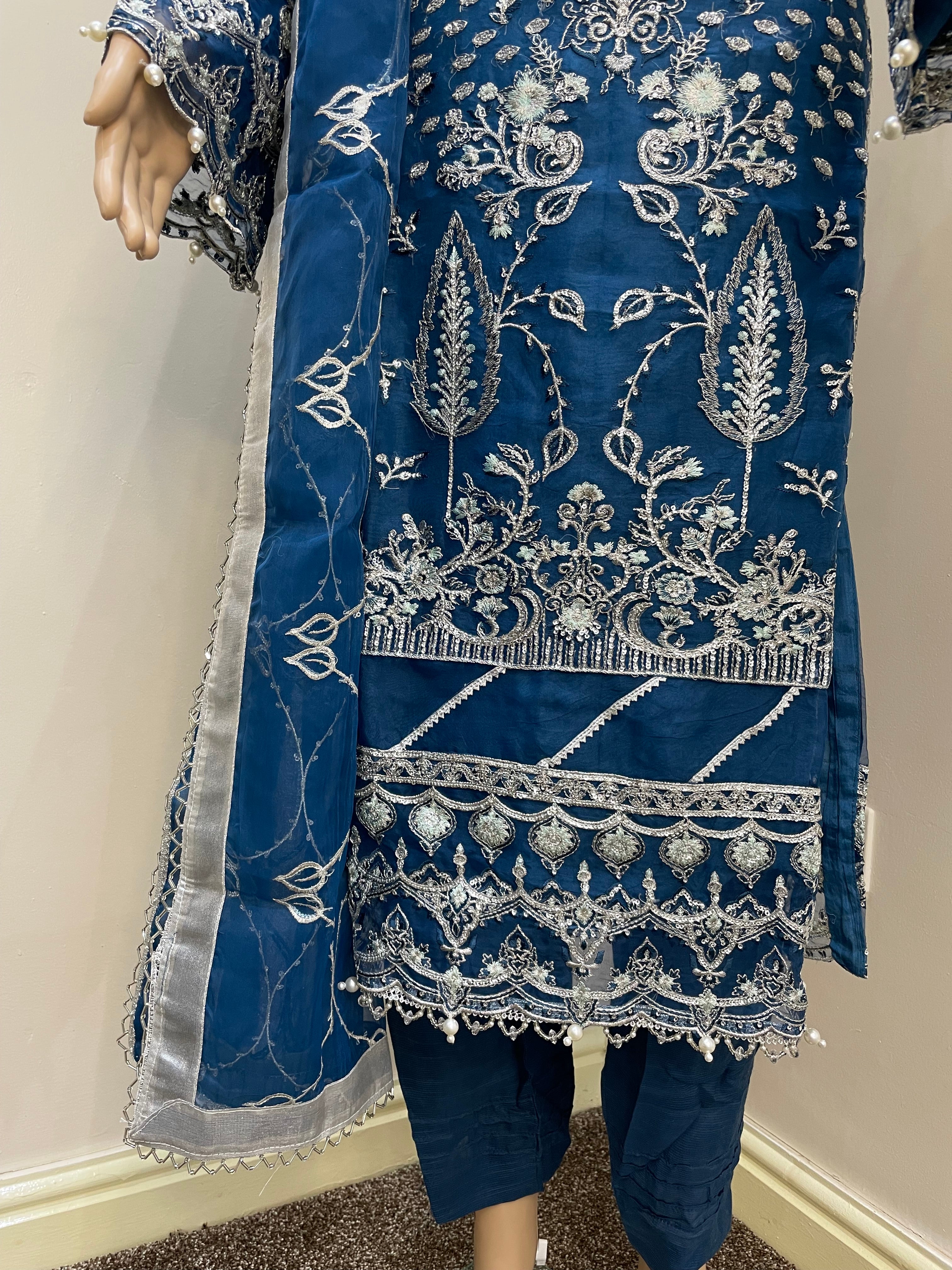 Blue Chiffon - Embroidered Shalwar Kameez