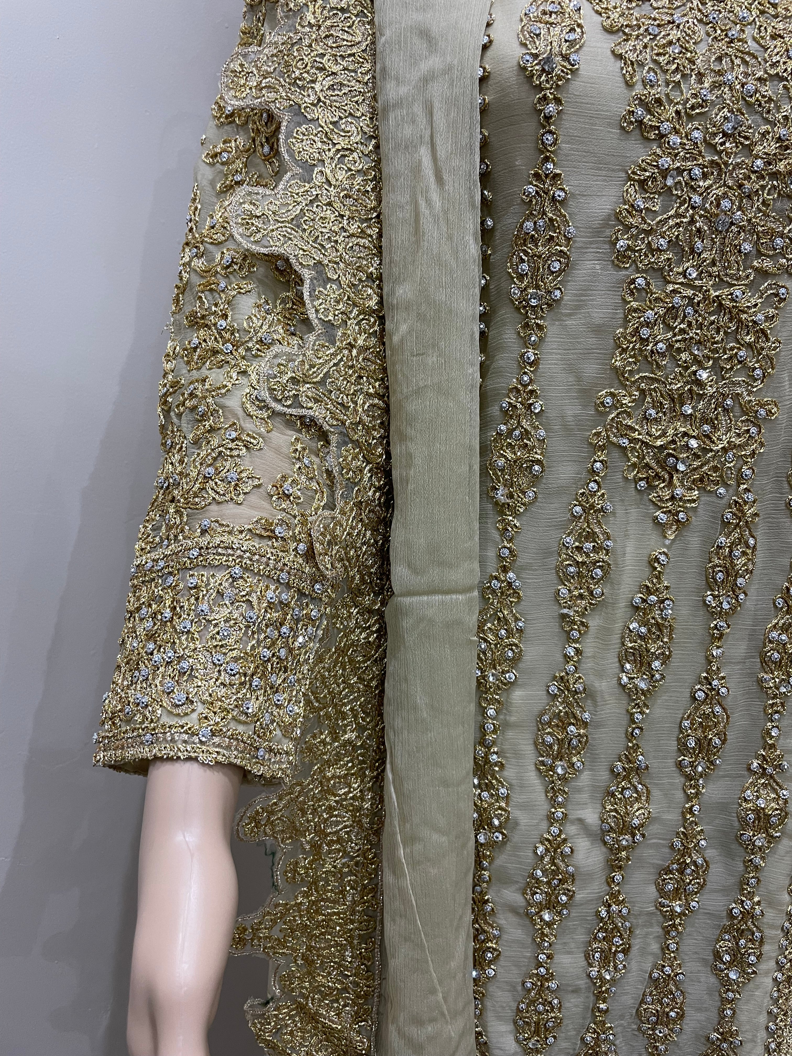 Gold Embroidered Chiffon Plazo - Mother and Daughter