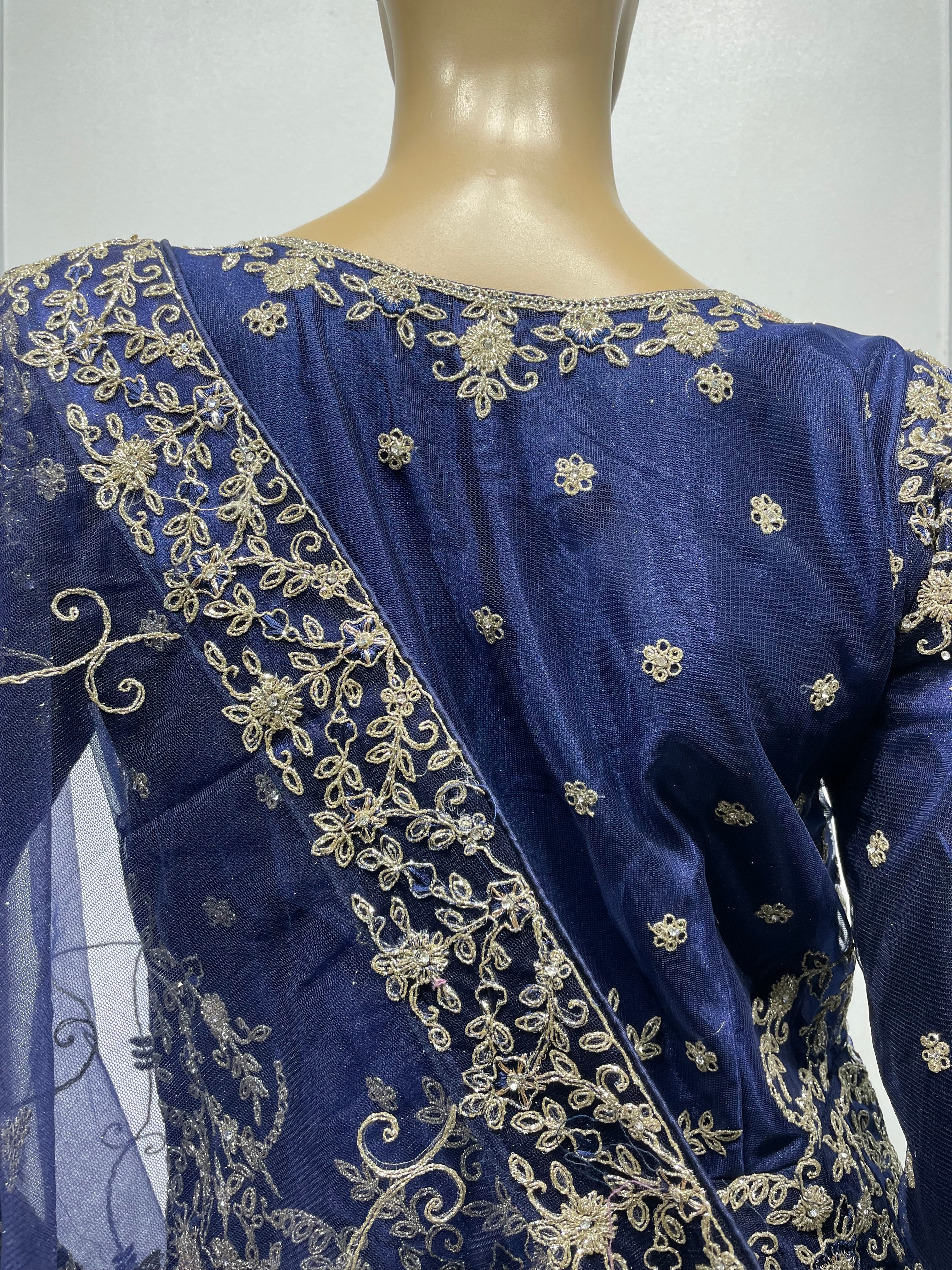 G1 - Blue Gold Heavy Embroidered Gown